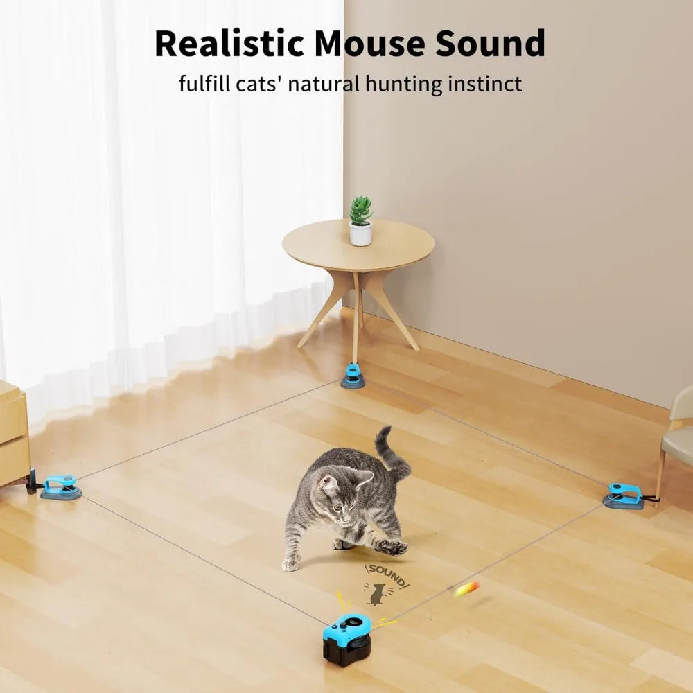 AsFrost Upgraded Interactive Cat Toy for Indoor Cats, Auto/Manual Control DIY Cat Feather Mouse Toy Treadmill for Bored Kitten P