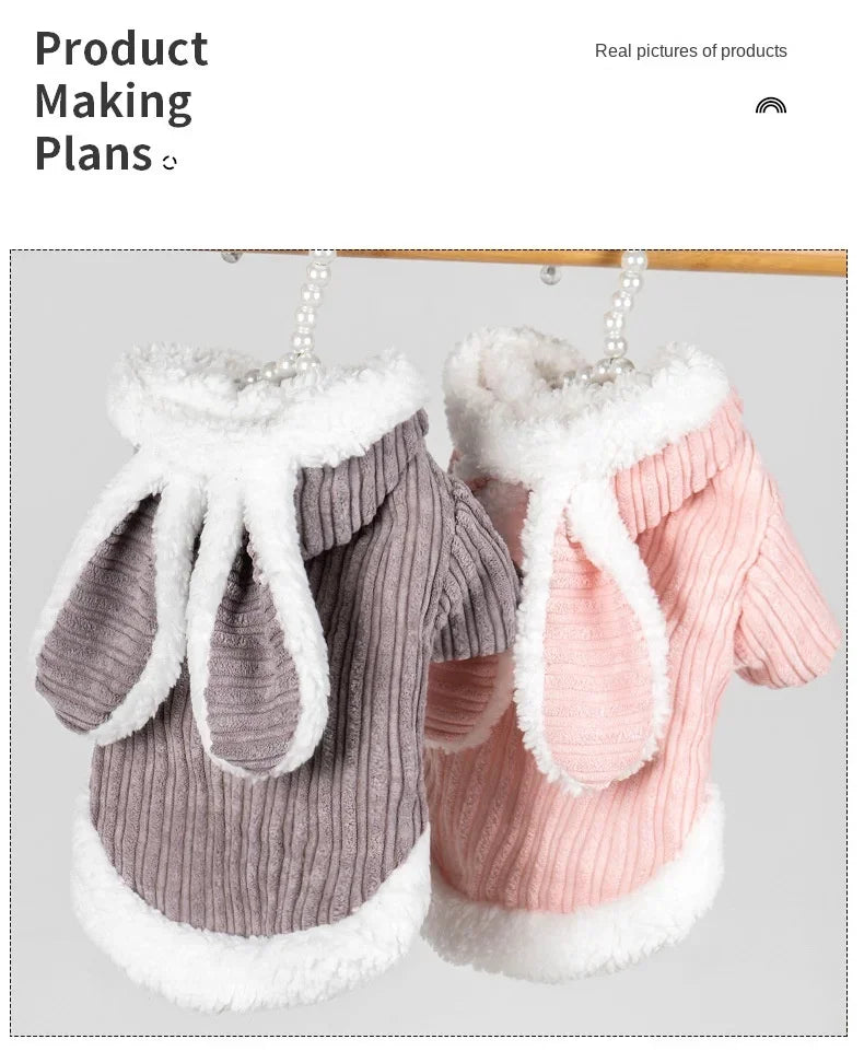 Warm Winter Clothes for Kittens Cute Bunny Appearance Cat Clothes Puppy Cute Coat Cats Dog Supplies Pet Products Home Garden