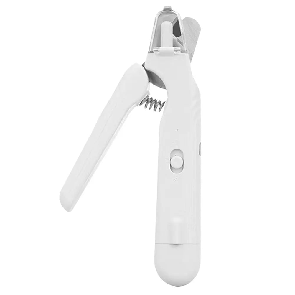 Electric Nail Clippers with LED Paw Nail Trimmer Claw Grooming Scissors (White)