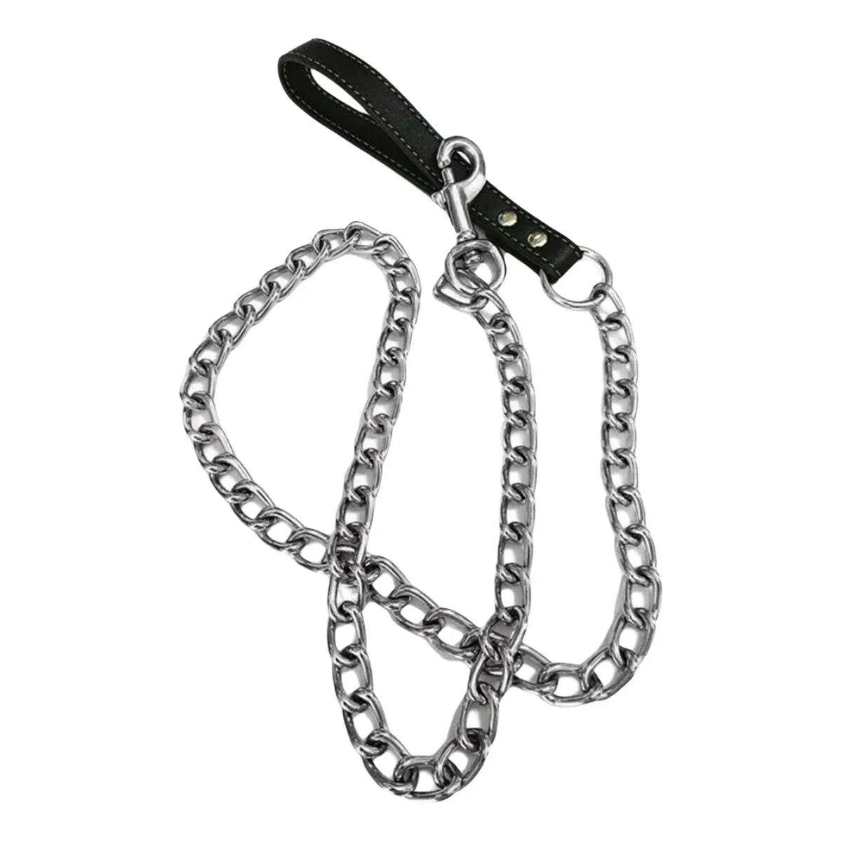 1Pcs Metal Chain Dog Lead With Leather Handle Control Leash Iron Dog Pets Supplies Collars Harnesses