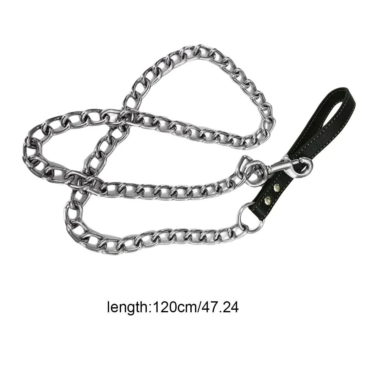 1Pcs Metal Chain Dog Lead With Leather Handle Control Leash Iron Dog Pets Supplies Collars Harnesses