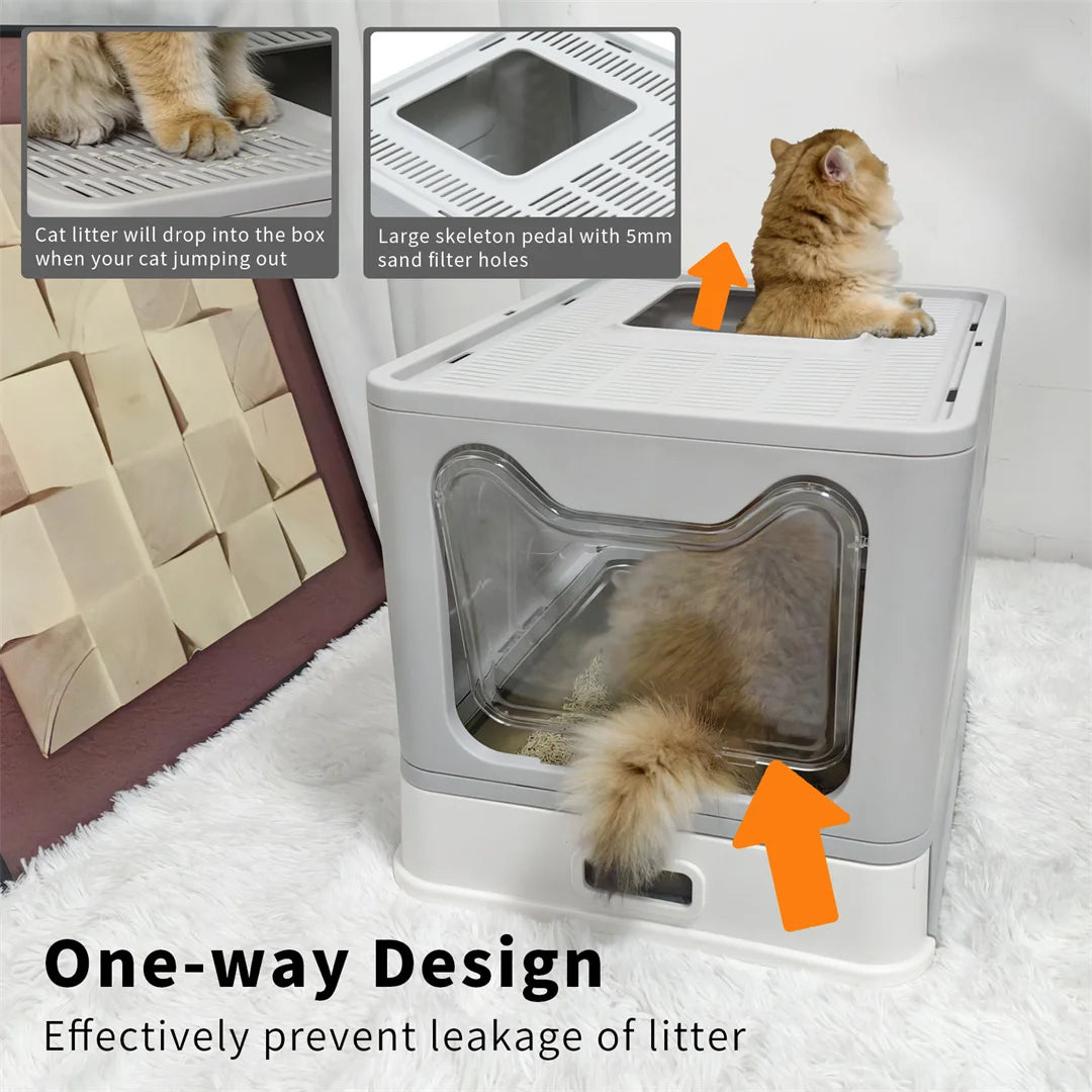 Bingopaw Detachable Enclosed Cat Litter Box with Stainless Steel Pan Front Entry Toilet Box with Litter Scoop for Kittens