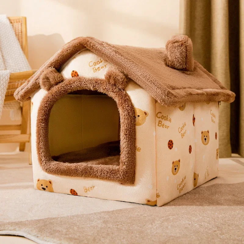 Dog Kennel Indoor Soft Comfortable Puppy House Removable Small Dog Bed Cave Winter Warm Pet Sleeping Mat Portable