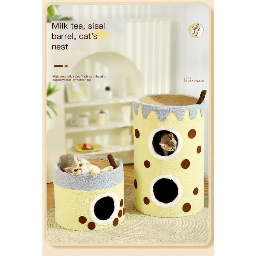 Masterpiece Cat Climbing Frame Cat Shelter Winter Warm Double-Layer Sisal Closed Safe House Cat Bed for Cats and Kittens to Sle