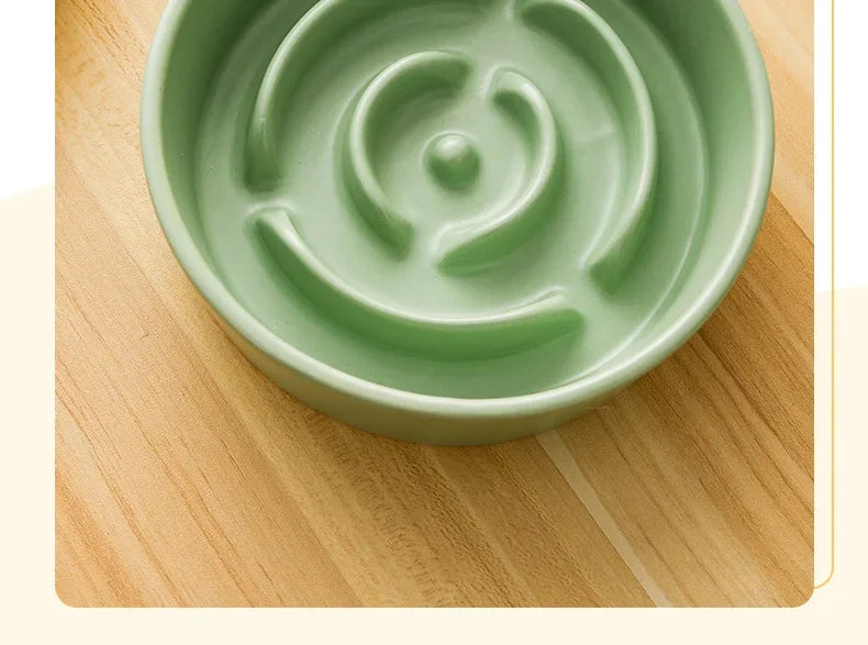 Ceramic Pet Cat Dog Bowl Small and Medium-Sized Dogs Dog Puppy Slow Feeding Anti-Choke Slow Food Bowl Anti-Tumble Eating Bowl