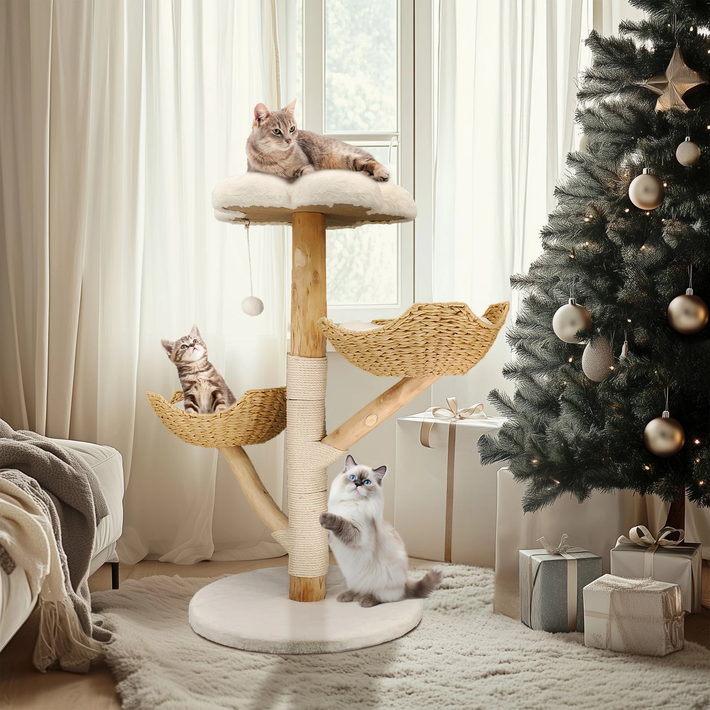 Bingopaw Cat Tree Tower Condo Furniture Scratch Post for Kittens Pet House Play