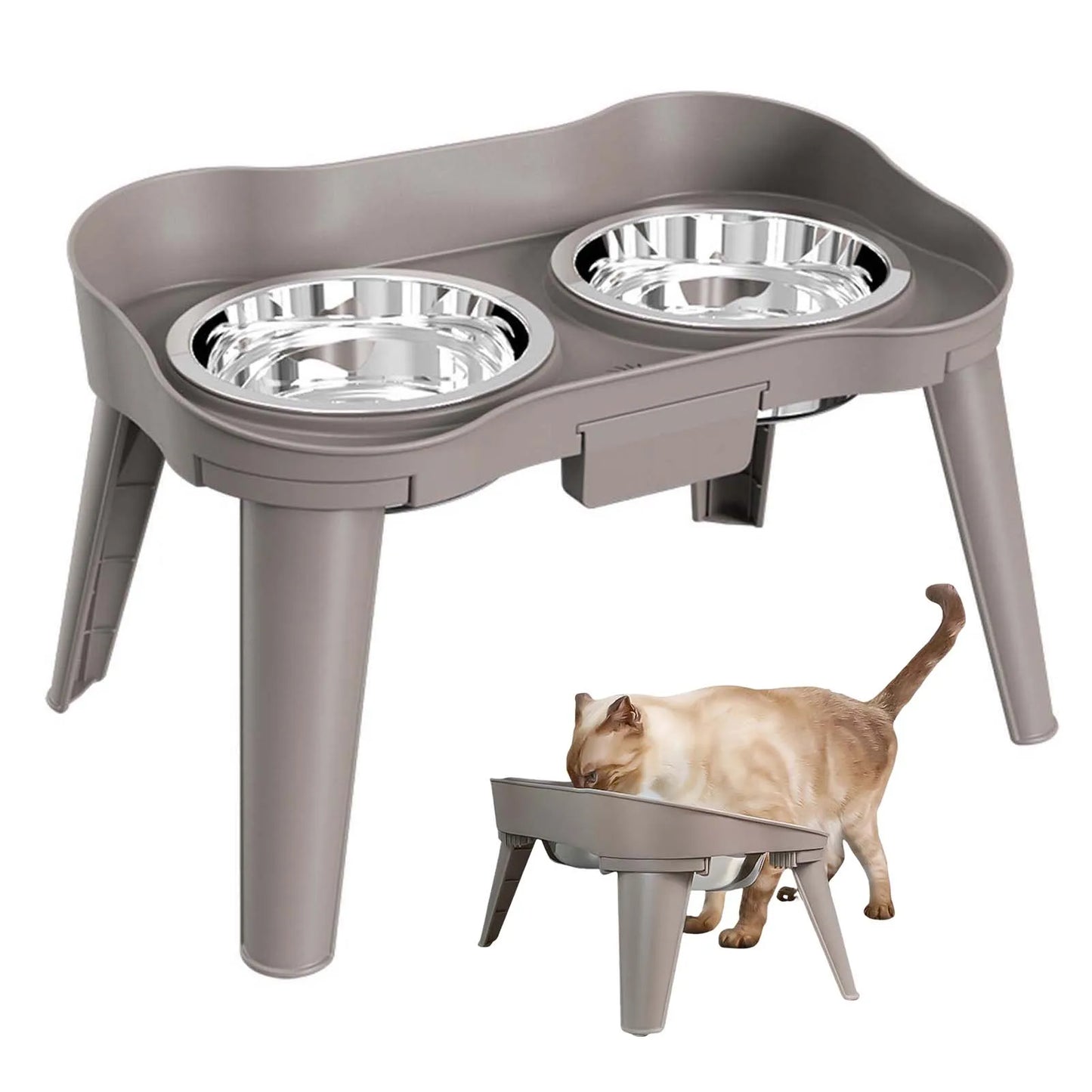 Stainless Steel Elevated Pet Bowl for Dogs and Cats Anti-Slip Raised Food Dish with Non-Skid Base High Sided Pet Feeder