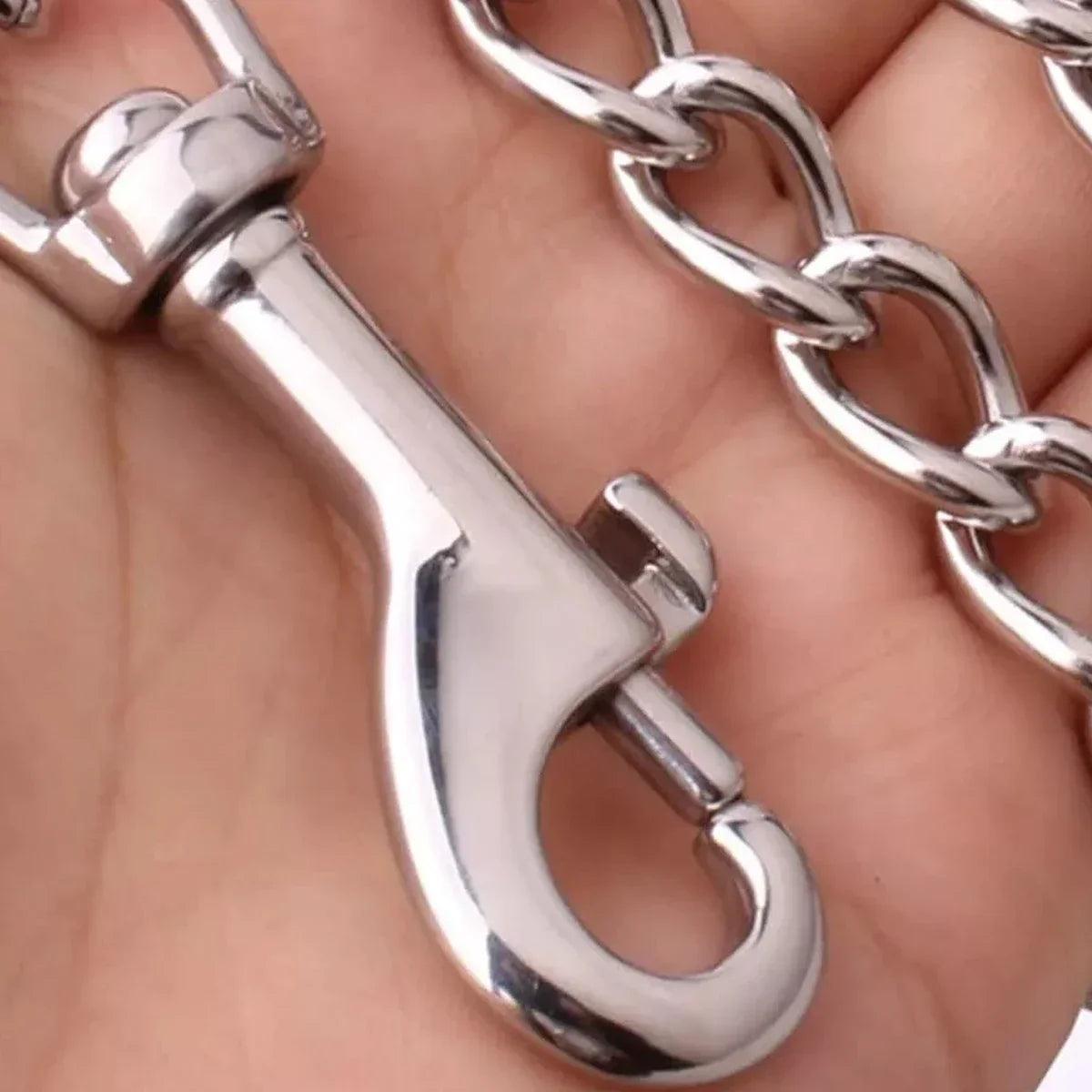 1Pcs Metal Chain Dog Lead With Leather Handle Control Leash Iron Dog Pets Supplies Collars Harnesses