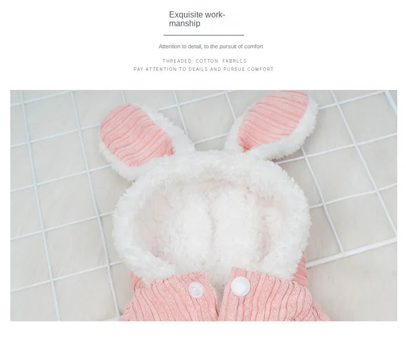 Warm Winter Clothes for Kittens Cute Bunny Appearance Cat Clothes Puppy Cute Coat Cats Dog Supplies Pet Products Home Garden
