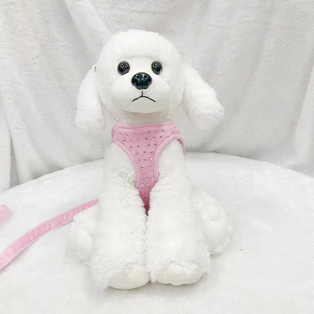 Soft Breathable Dog Chest Harness Vest Small Diamond Decoration Harness for Dogs Pets Collar Pets Chest Strap Leash