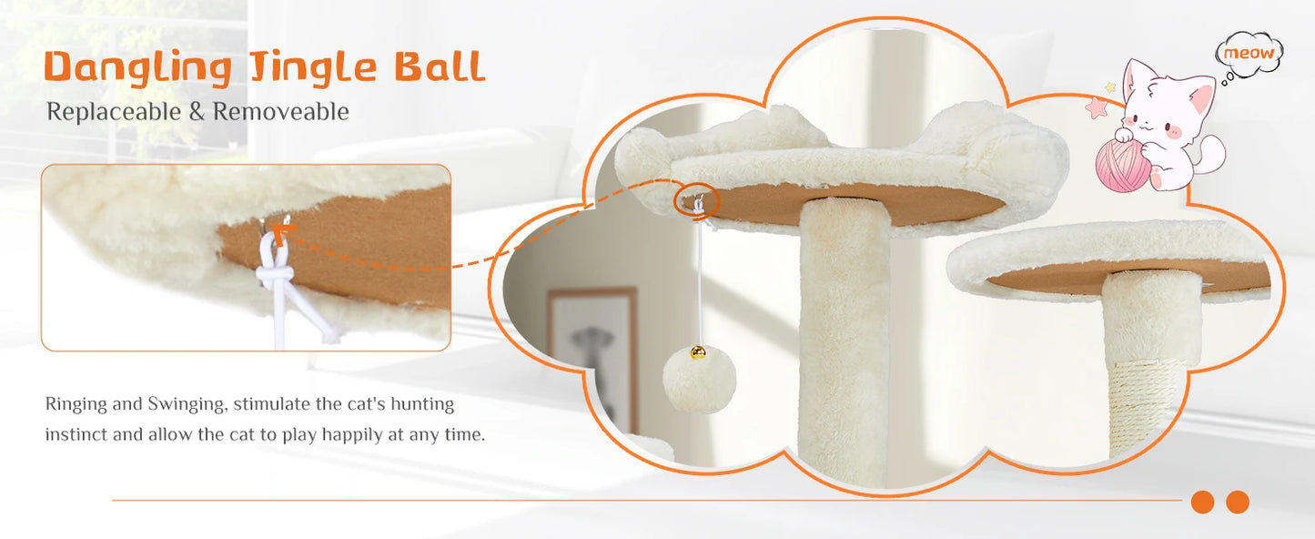 JHK 54in Tall Multi-Level Cat Tree Tower for Indoor Pet Furniture Stable Kitty Play House with Sisal Scratching Post for Home