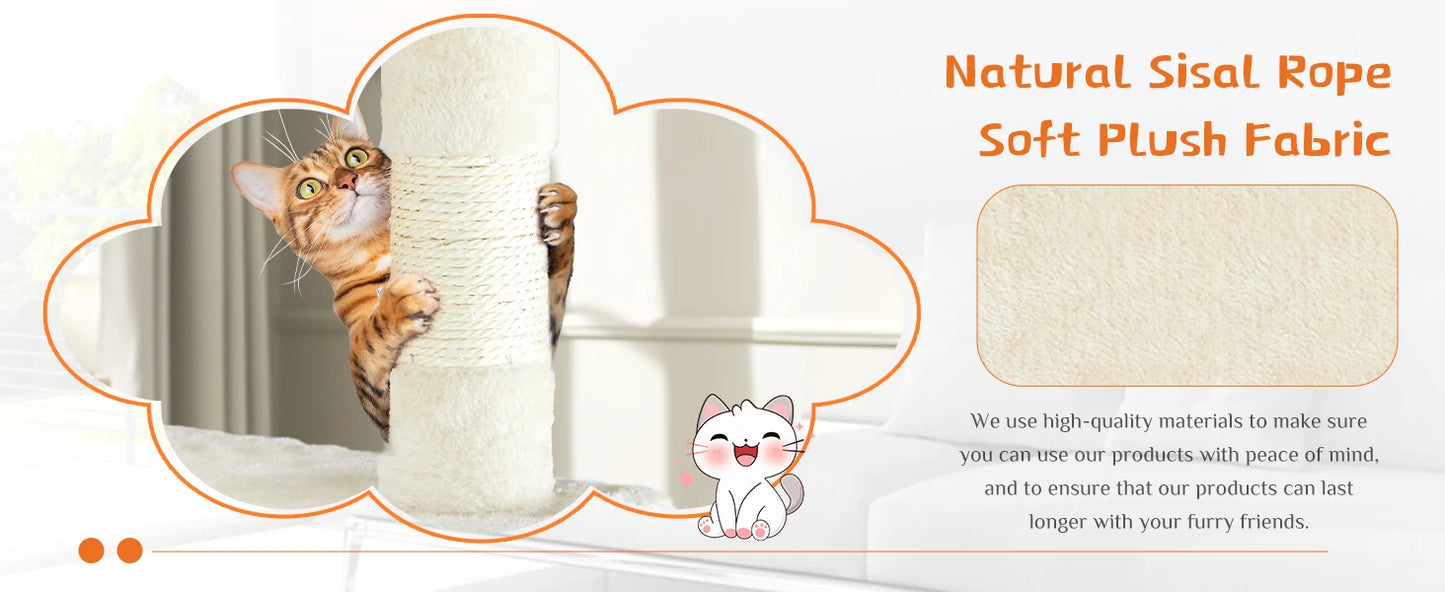 JHK 54in Tall Multi-Level Cat Tree Tower for Indoor Pet Furniture Stable Kitty Play House with Sisal Scratching Post for Home