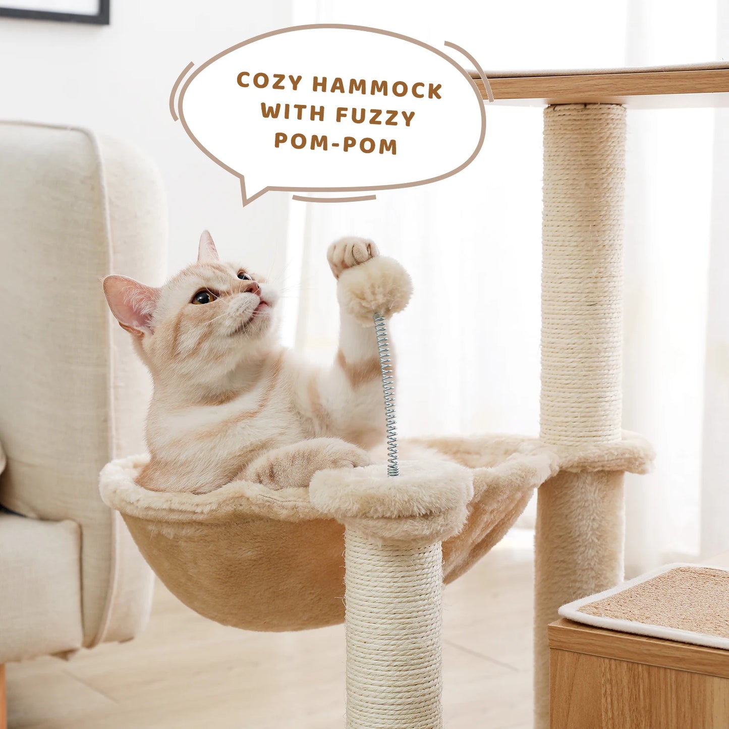 Wood Cat Scratcher Luxury Cat Tree Condo Kitten Nest Climbing Tower with Scratching Post Cat Toys Playing Platform House