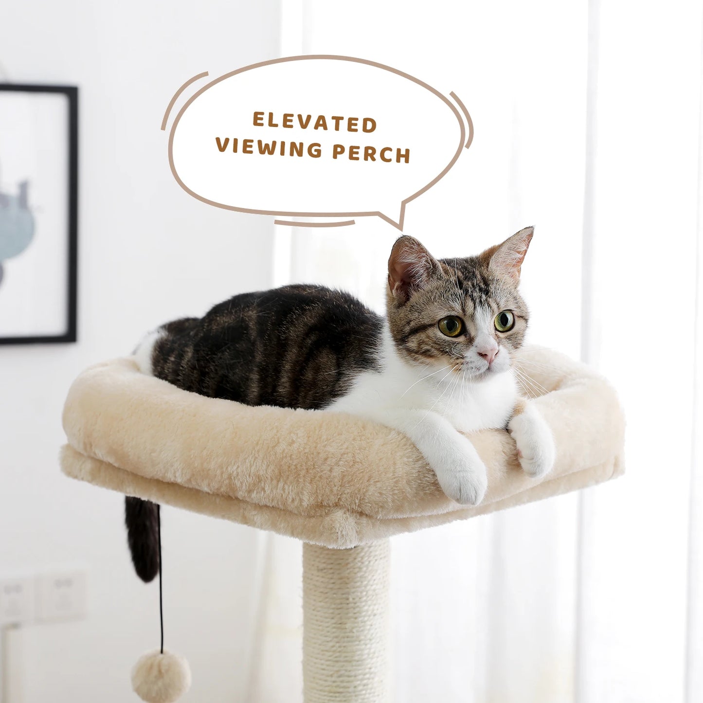 Wood Cat Scratcher Luxury Cat Tree Condo Kitten Nest Climbing Tower with Scratching Post Cat Toys Playing Platform House