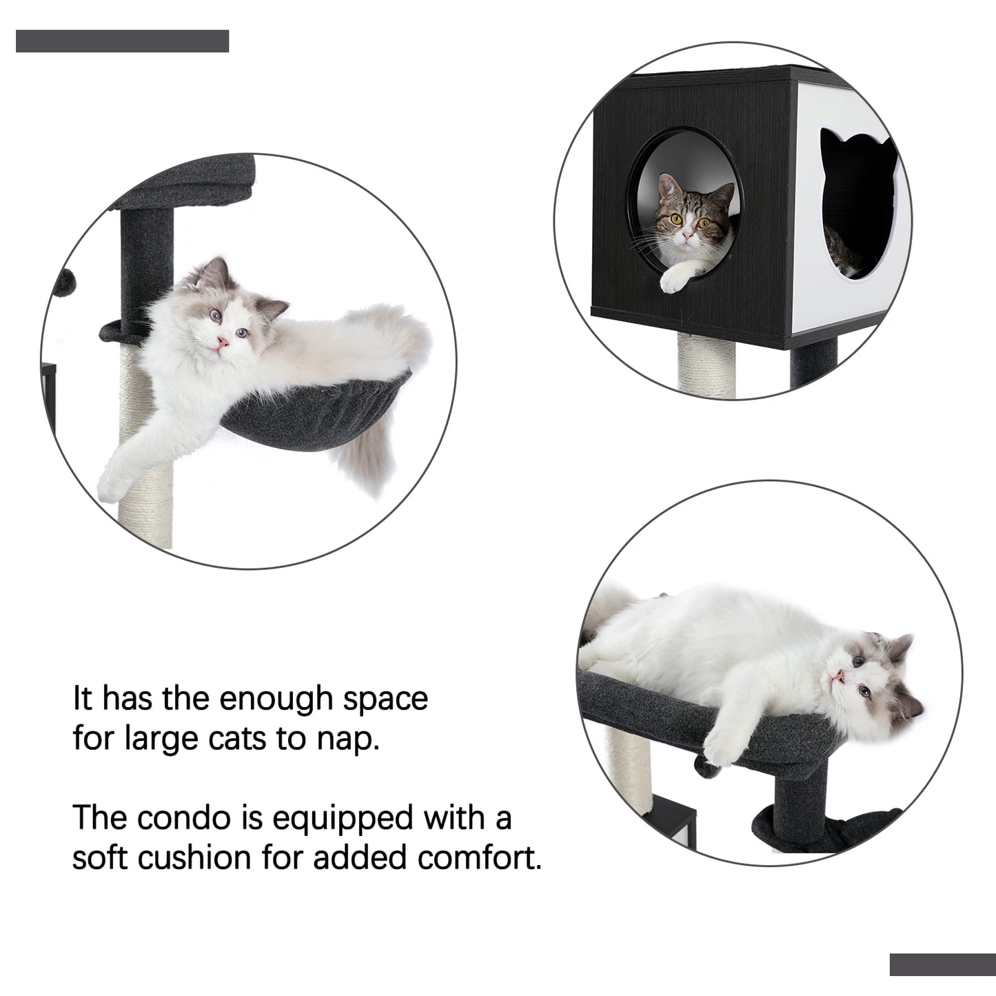 Wood Cat Scratcher Luxury Cat Tree Condo Kitten Nest Climbing Tower with Scratching Post Cat Toys Playing Platform House
