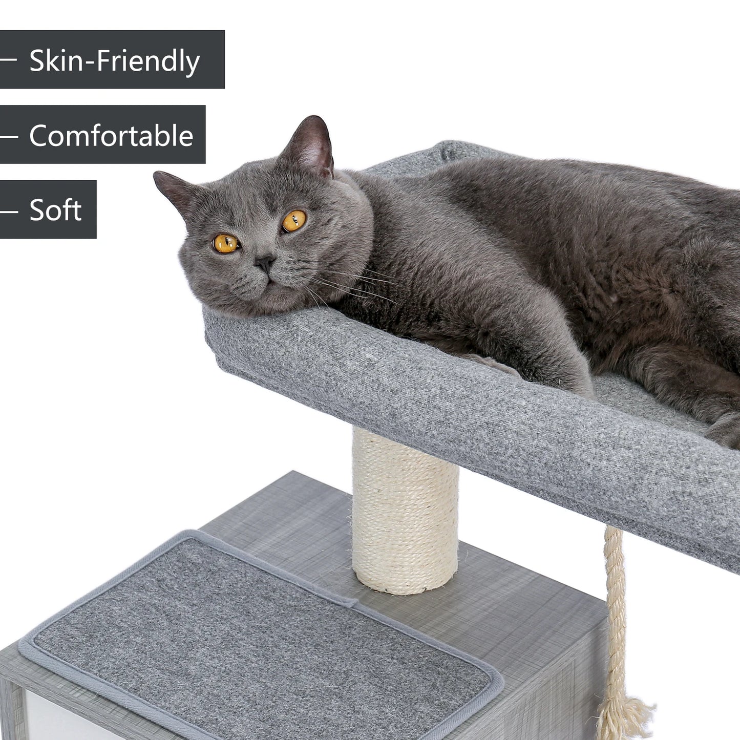 Wood Cat Scratcher Luxury Cat Tree Condo Kitten Nest Climbing Tower with Scratching Post Cat Toys Playing Platform House