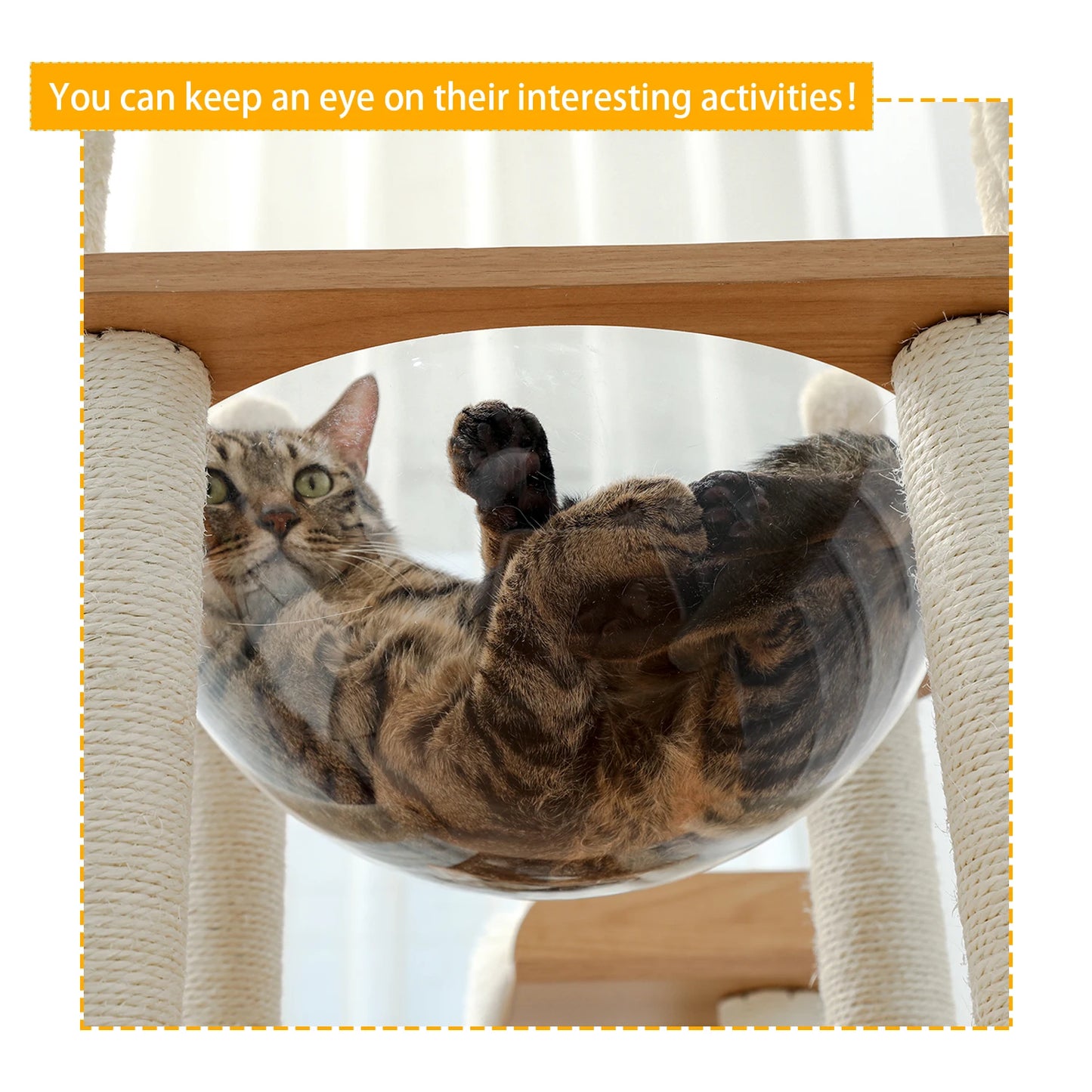 Wood Cat Scratcher Luxury Cat Tree Condo Kitten Nest Climbing Tower with Scratching Post Cat Toys Playing Platform House