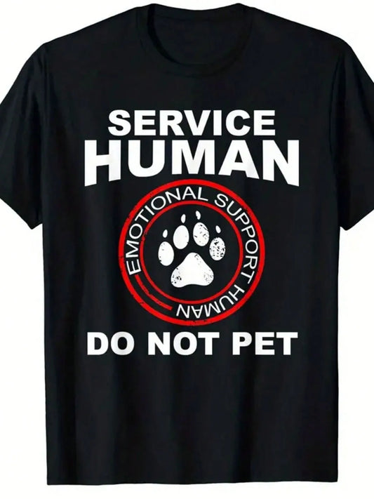 [Fun Cotton T-Shirt] Cotton Unisex T-Shirt | Fun Dog Owner Emotional Support Black - Comfortable Casual Breathable Top