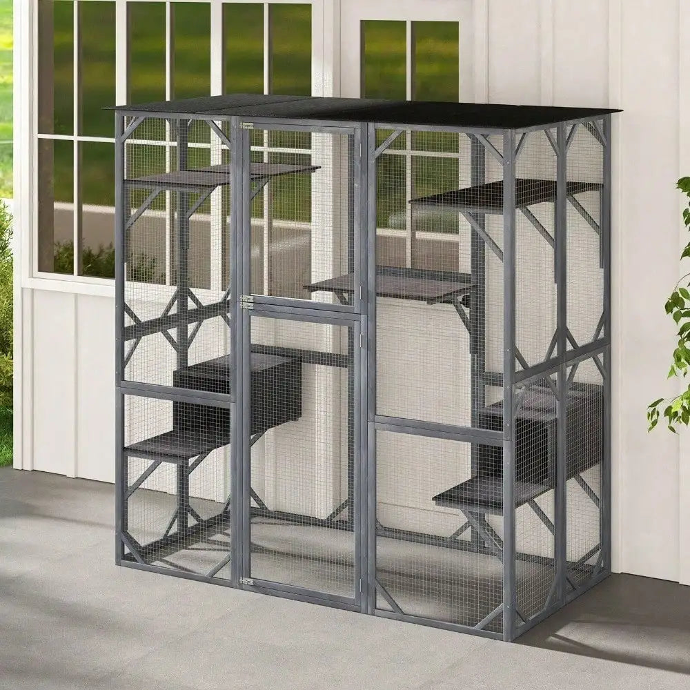 71" Indoor Outdoor Large Cat House Weatherproof Catio Kitten Enclosure