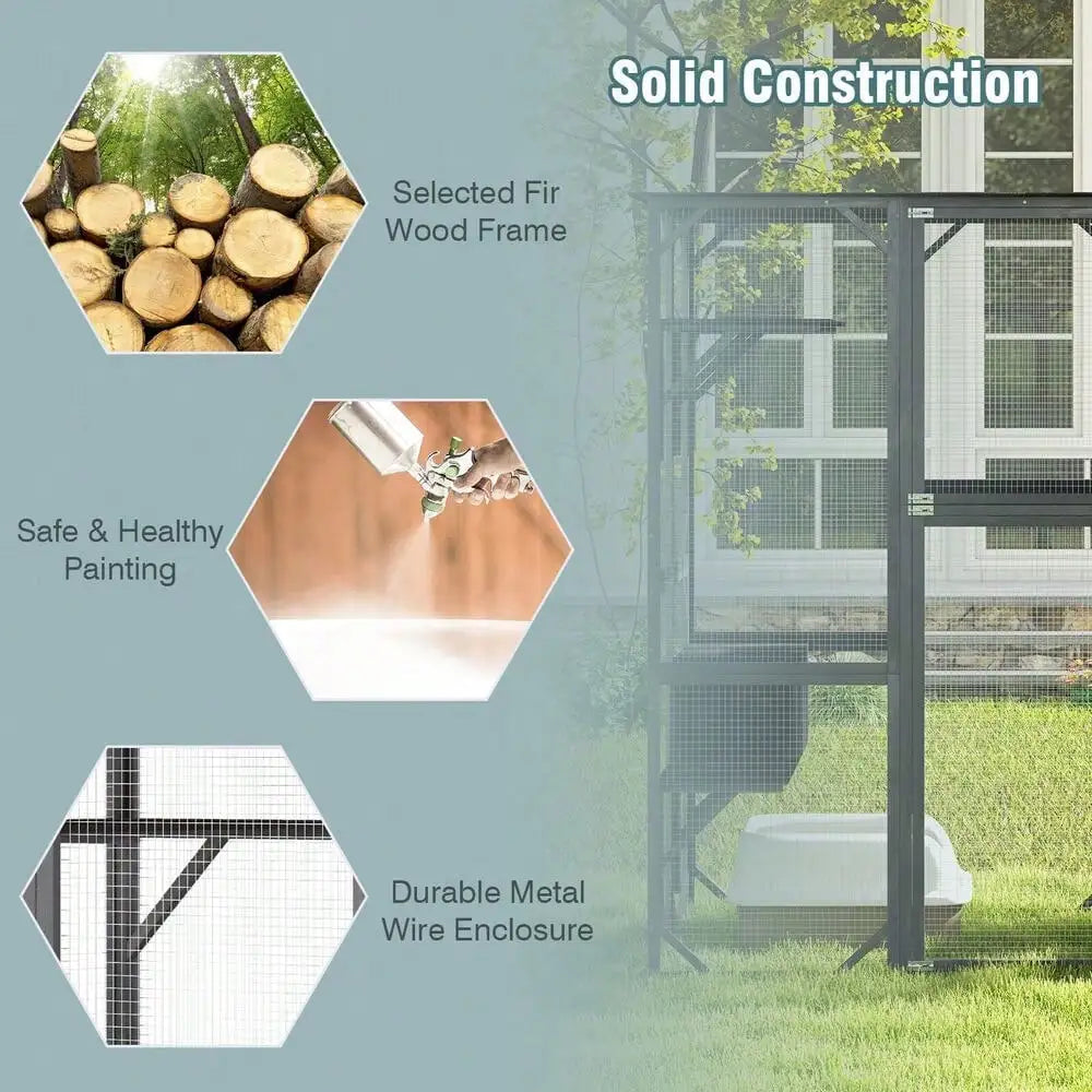 71" Indoor Outdoor Large Cat House Weatherproof Catio Kitten Enclosure