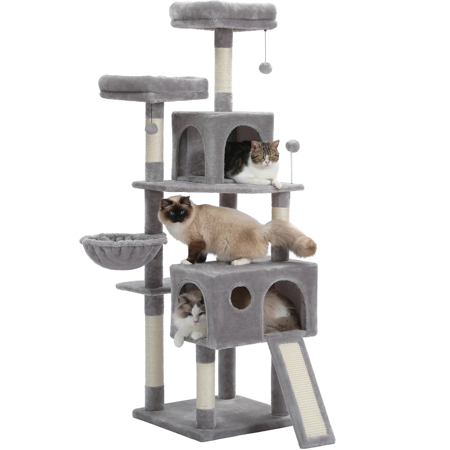 Multi-Level Cat Tree Tower with Sisal Scratching Post&Pad Cozy Hammock Luxury Large Cat Condo for Indoor Cat Toy Cat Accessories