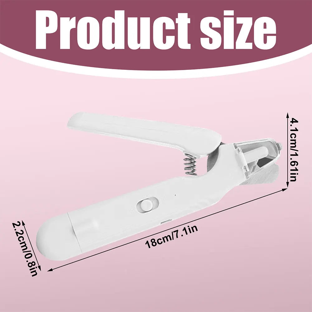 Electric Nail Clippers with LED Paw Nail Trimmer Claw Grooming Scissors (White)