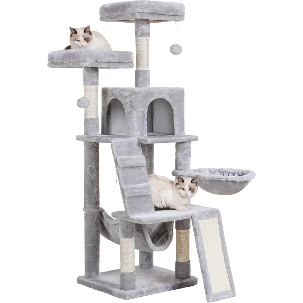 Cat Tree, Cat Tower for Indoor Cats,Multi-Level Cat Furniture Condo for Cats with Padded Plush Perch, Cozy Basket