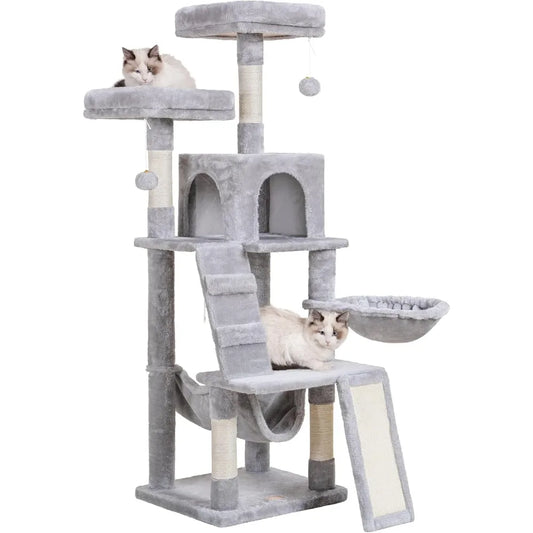 Cat Tree, Cat Tower for Indoor Cats,Multi-Level Cat Furniture Condo for Cats with Padded Plush Perch, Cozy Basket