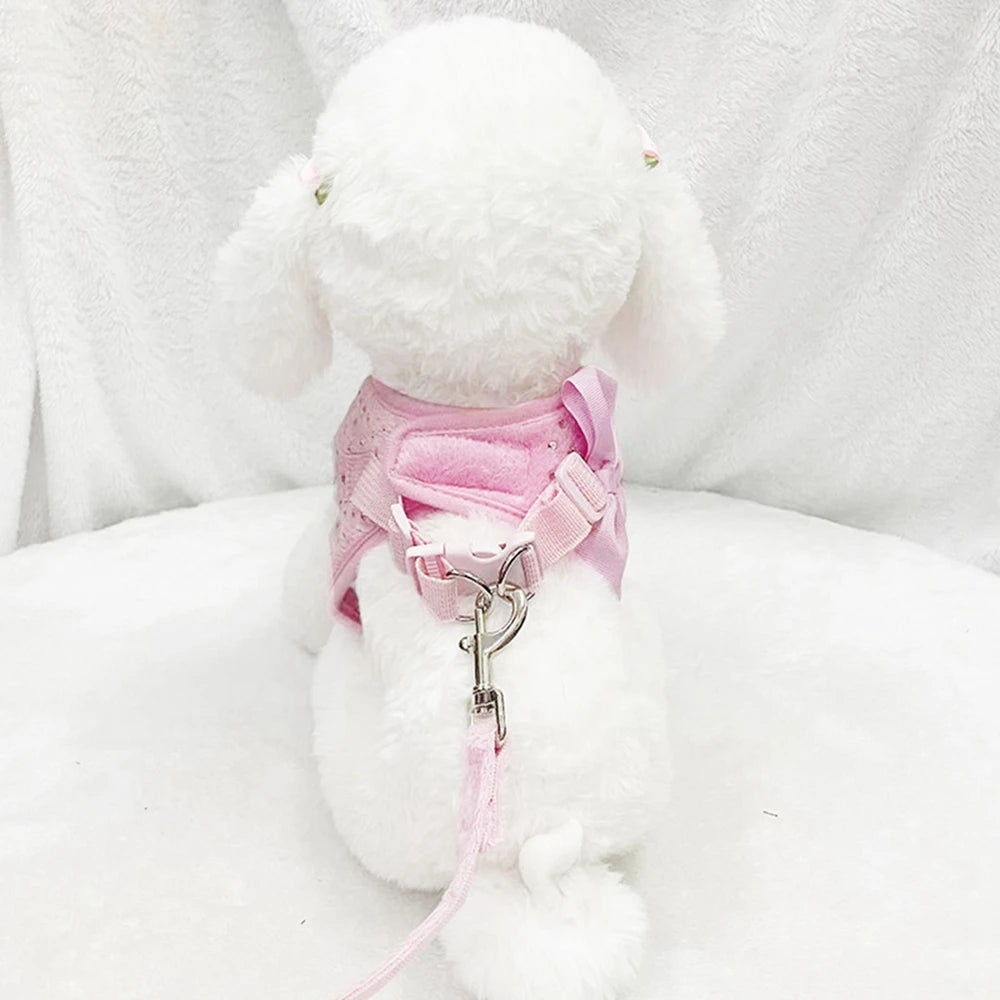 Soft Breathable Dog Chest Harness Vest Small Diamond Decoration Harness for Dogs Pets Collar Pets Chest Strap Leash