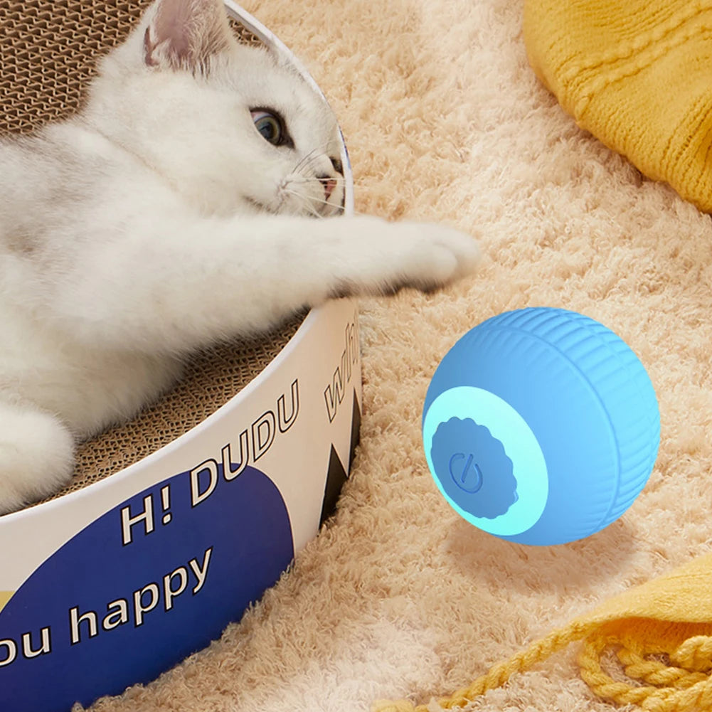 Electric Cat Ball Toys USB Rechargeable Smart Interactive Cat Toy for Cats Training Self-moving Kitten Toys for Indoor Playing