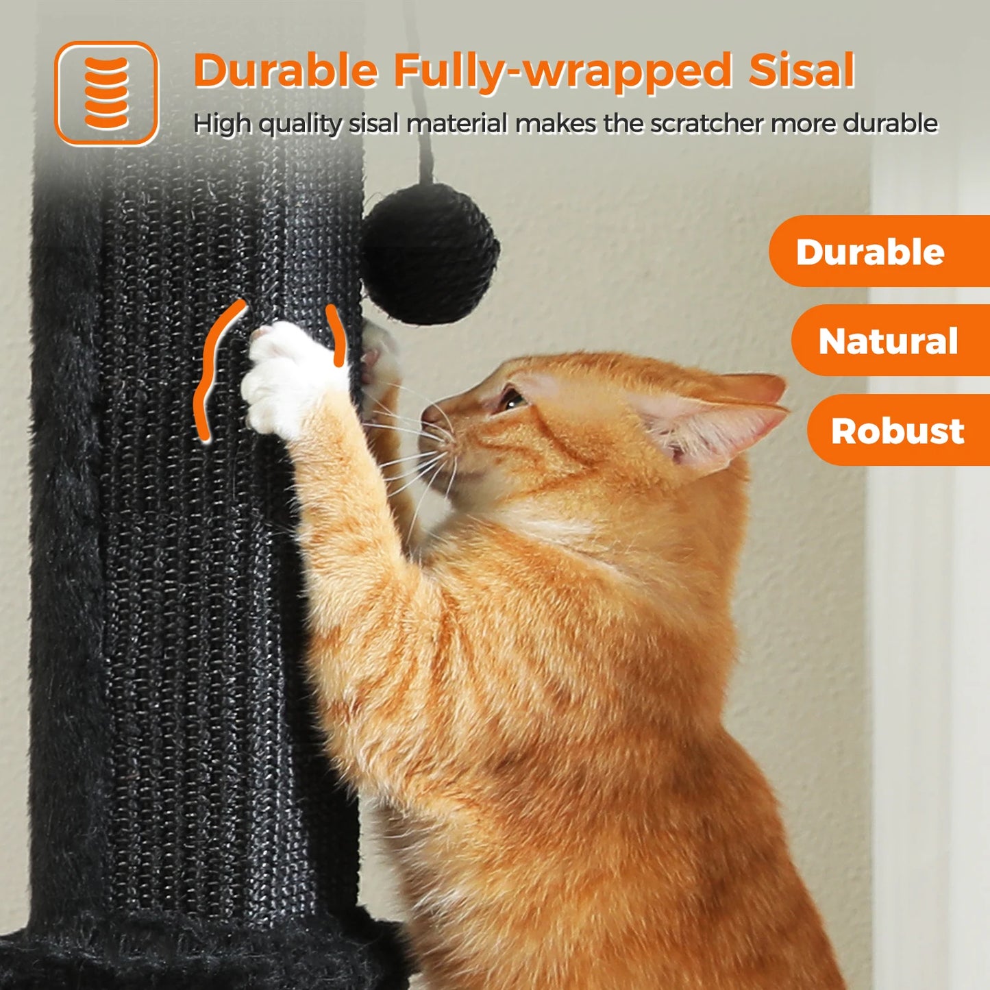 80CM Cat Scratching Post for Indoor Cat Scratcher with Nature Sisal Ball Tall Scratching Post for Large Cats Kitten Pet Toys