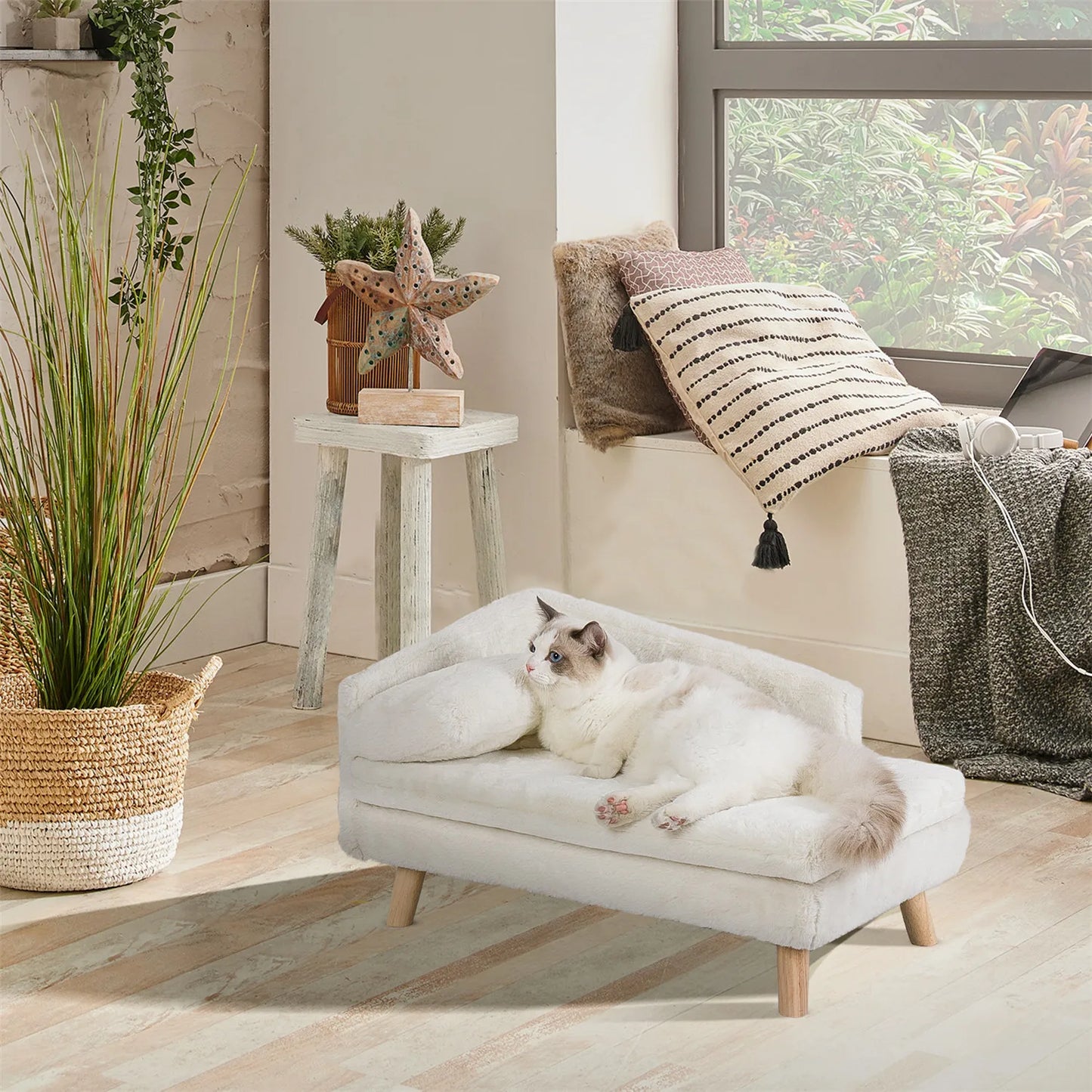 Waterproof Pet Sofa Dog Cat Bed Couch Raised Chair Lounger Plush Cover Cushion