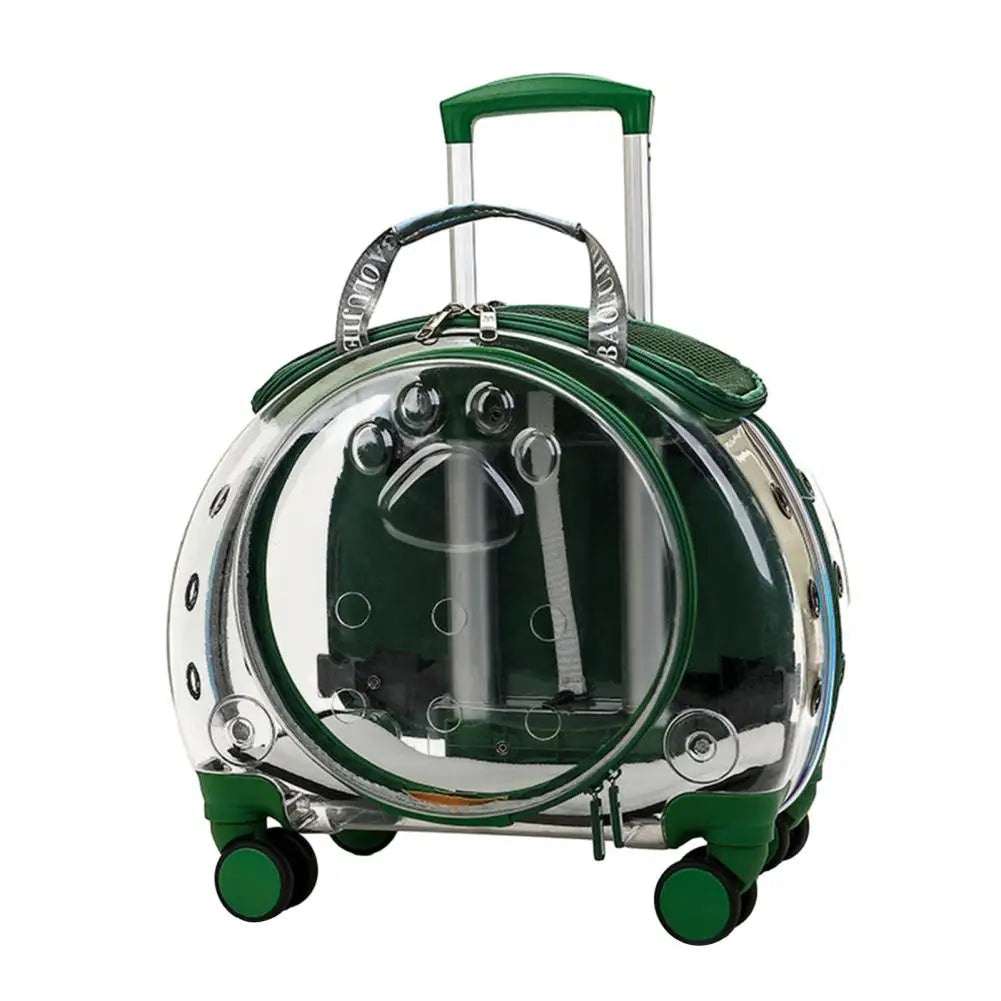 Pet Trolley Case Clear Ventilation Holes Silent Wheels Convenient Portable Cats Dogs Backpack Clear Window Pet Trolley Case