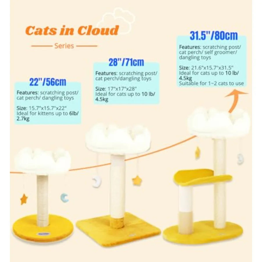 Cloud Cat Tree Cat Scratching Post with Bed Small Cat Tree for Kittens Cat Scratch Post with CloudShaped Soft Perch Cute Toys R