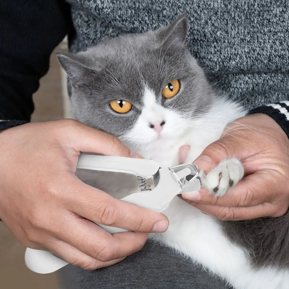 Electric Nail Clippers with LED Paw Nail Trimmer Claw Grooming Scissors (White)