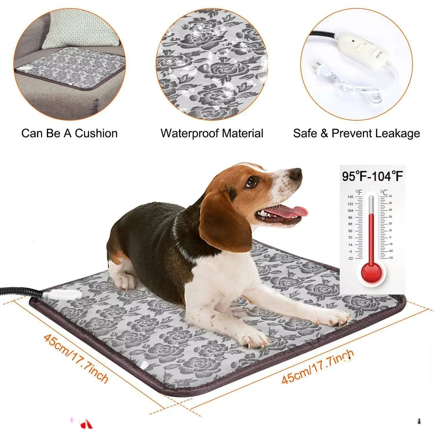 Dog Heated Mat Pet Temperature Adjustable Dog Heating Pad Waterproof Electric Heating Pad Timer Dog Sleeping Supply Waterproof