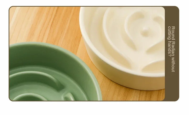 Ceramic Pet Cat Dog Bowl Small and Medium-Sized Dogs Dog Puppy Slow Feeding Anti-Choke Slow Food Bowl Anti-Tumble Eating Bowl