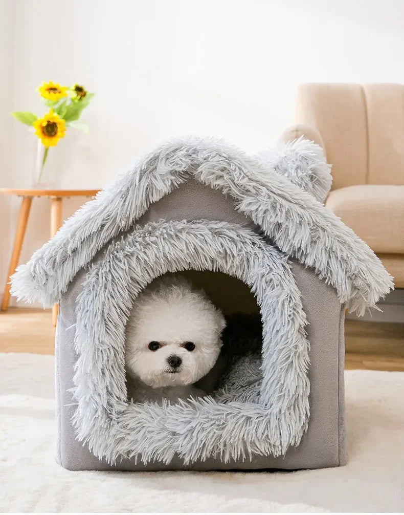 Dog Kennel Indoor Soft Comfortable Puppy House Removable Small Dog Bed Cave Winter Warm Pet Sleeping Mat Portable
