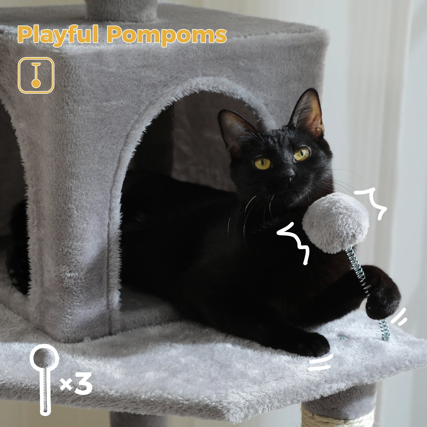 Multi-Level Cat Tree Tower with Sisal Scratching Post&Pad Cozy Hammock Luxury Large Cat Condo for Indoor Cat Toy Cat Accessories