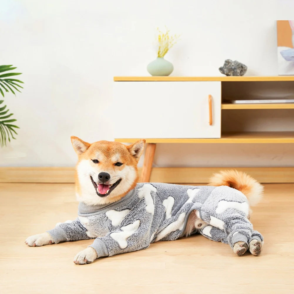 Winter Pet Dog Jumpsuit Clothes Warm Fleece Puppy Dog Pajamas Pet Overalls Costumes For Small Medium Large Dogs French Bulldog