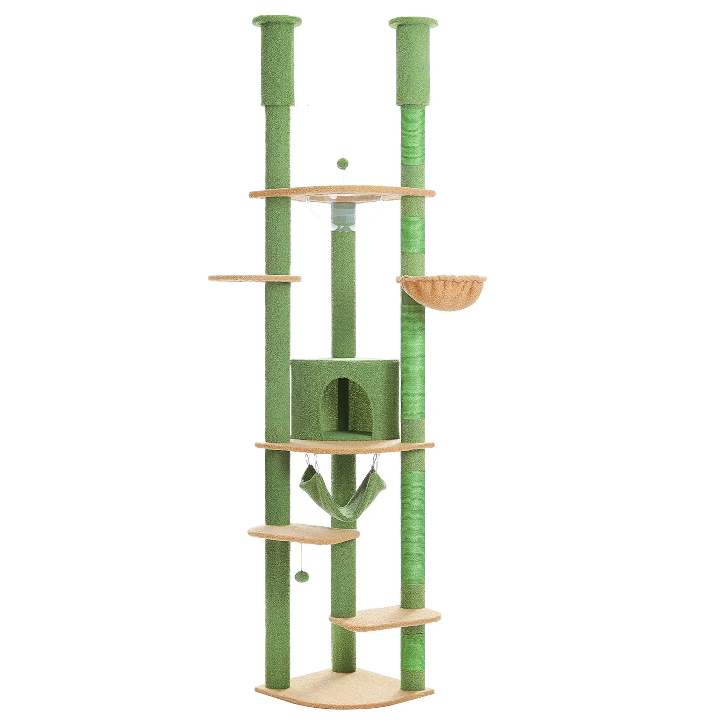 Adjustable Height Tall Cat Tree with Sisal Scratching Posts Spacious Condo Large Hammock Multi-Level Cat Tower Cat Accessories