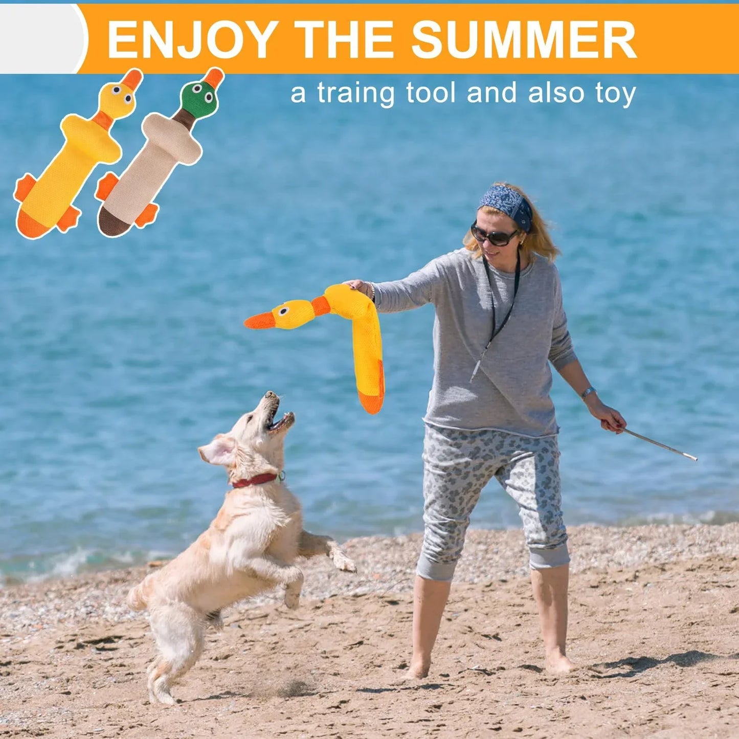 Floating Dog Water Pool Toys 2 packs - Suitable for medium/large-sized dogs, Duck-designed pool toys, summer dog toys