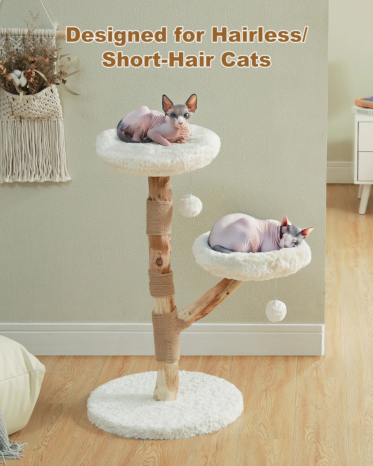 Flower Cat Tree for Indoor Cats Modern Wood Cat Tower with 2 Perches Sisal Scratching Post Scraper for Cat Accessories Cat Toys