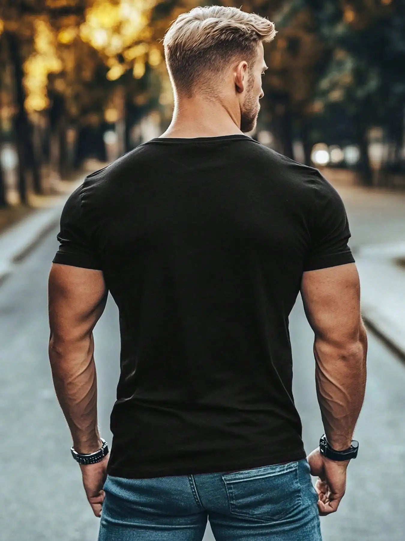 Men's Casual Cotton T-Shirt with "My Shadow Has Four Legs & Tail" Dog Paw Print Slogan - Black with Pink Floral Design,