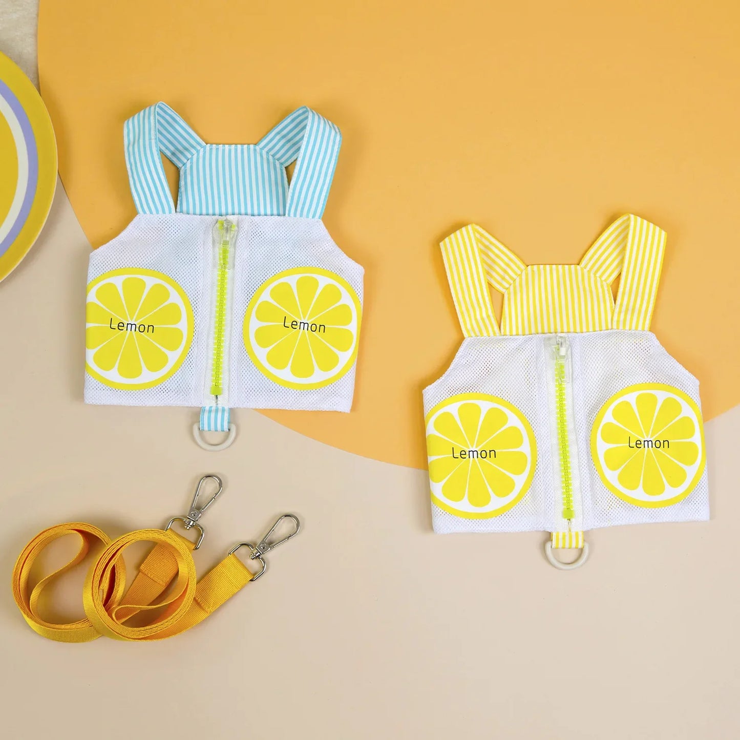 Pet Dog Harness Vest Summer Breathable Puppy Accessories Blue Yellow Dog Harnesses With Leash Kitten Chest Strap Leash Set XXL