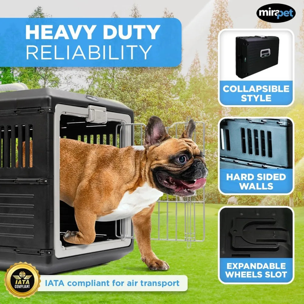 USA Pet Carrier & Crate 26" - Premium Collapsible Design for Medium Cats and Dogs - Portable Kennel for Indoor/Outdoor Use