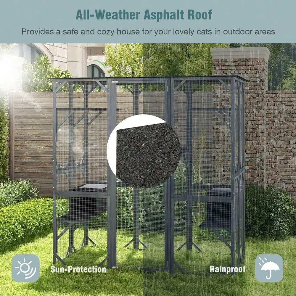 71" Indoor Outdoor Large Cat House Weatherproof Catio Kitten Enclosure