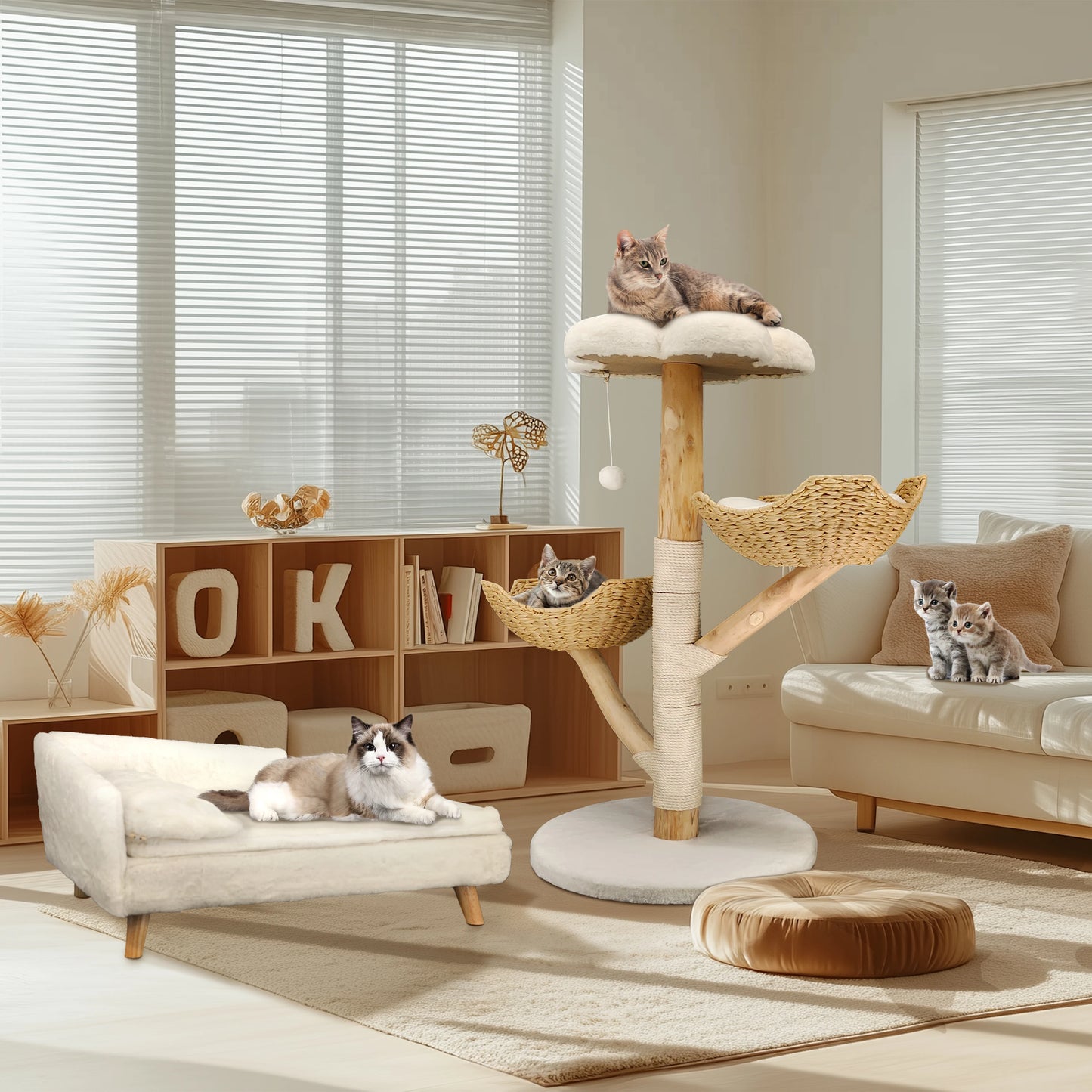 Bingopaw Cat Tree Tower Condo Furniture Scratch Post for Kittens Pet House Play