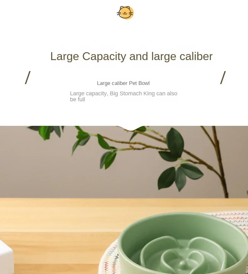 Ceramic Pet Cat Dog Bowl Small and Medium-Sized Dogs Dog Puppy Slow Feeding Anti-Choke Slow Food Bowl Anti-Tumble Eating Bowl