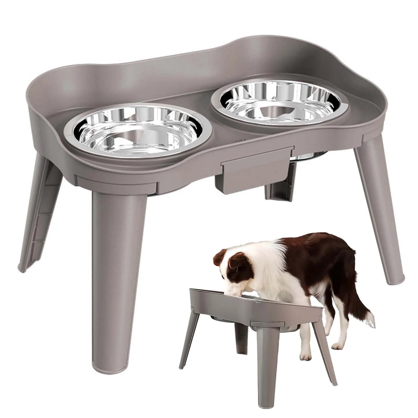 Stainless Steel Elevated Pet Bowl for Dogs and Cats Anti-Slip Raised Food Dish with Non-Skid Base High Sided Pet Feeder